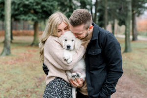 couple's photo shoot with puppy by hannah k. photography